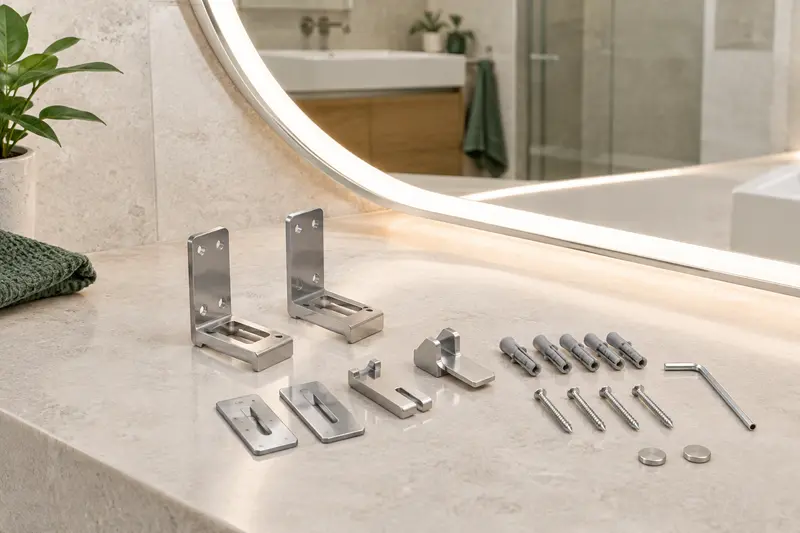 Supports muraux et attaches pour miroir lumineux de salle de bain